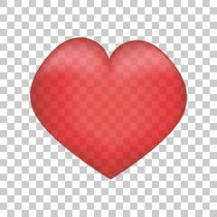 Red heart on transparent background. Easy replace backdrop. Vector illustration.