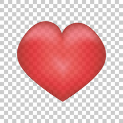 Red heart on transparent background. Easy replace backdrop. Vector illustration.