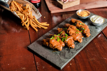 Perfect Burger Fried Chicken French Fries Bacon Barbecue Sauce Onion Rings Fast Food