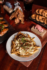 Perfect Burger Fried Chicken French Fries Bacon Barbecue Sauce Onion Rings Fast Food