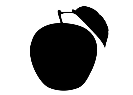 Big Apple With A Leaf. Vector Image.