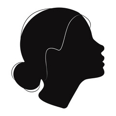 Portrait of a young girl. Silhouette isolated on a white background. Vector illustration