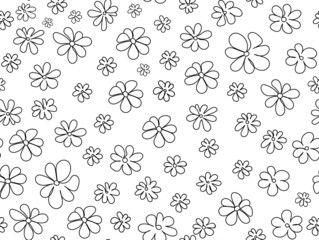 Floral vector seamless background with hand drawn figured flowers