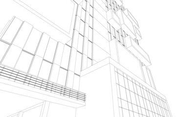 Modern architecture building vector drawing