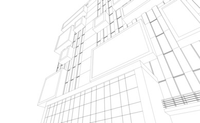 Modern architecture building vector drawing