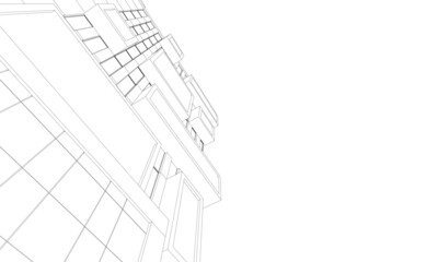 Modern architecture building vector drawing