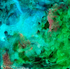 Fashionable image. Contemporary art.  Beautiful green watercolor texture