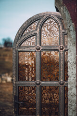 old wooden door with iron