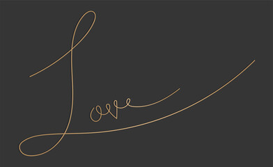Love Word Calligraphy in Gold Illustration