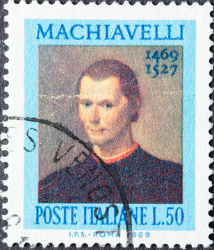 Italy - circa 1969: a postage stamp from Italy showing a portrait of the philosopher, diplomat, chronicler, writer and poet Niccolò Machiavelli