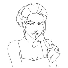 Abstract female woman, drawing with one continuos line. Fashion art