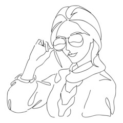 Abstract female woman, drawing with one continuos line. Fashion art
