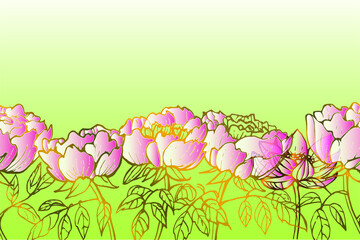 Golden background flowers vector. Luxurious floral art deco. Golden natural seamless pattern Vector illustration.