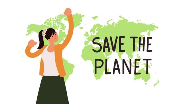 female ecologist with earth animation