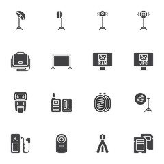 Photography equipment vector icons set