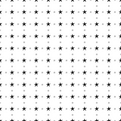 Square seamless background pattern from black starfish symbols are different sizes and opacity. The pattern is evenly filled. Vector illustration on white background