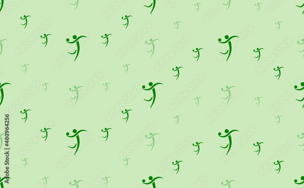 Poster seamless pattern of large and small green handball symbols. the elements are arranged in a wavy. vec