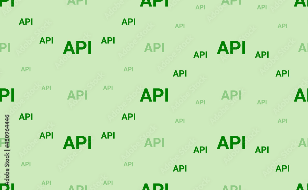 Poster seamless pattern of large and small green api symbols. the elements are arranged in a wavy. vector i