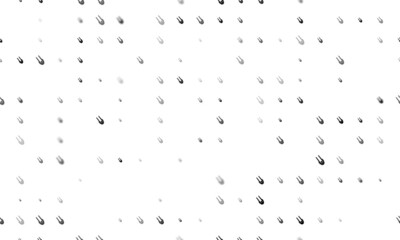 Seamless background pattern of evenly spaced black solo bobsleigh symbols of different sizes and opacity. Vector illustration on white background