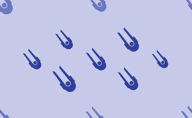 Seamless pattern of large isolated blue solo bobsleigh symbols. The pattern is divided by a line of elements of lighter tones. Vector illustration on light blue background