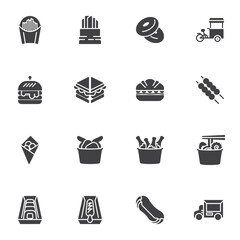 Junk food vector icons set