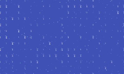 Seamless background pattern of evenly spaced white freestyle skiing symbols of different sizes and opacity. Vector illustration on indigo background with stars