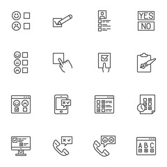 Questionnaire and Survey line icons set
