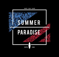 T-shirt design. Print with text. Shape of sunglasses. California, Los Angeles. West coast beach. Paradise. Vector