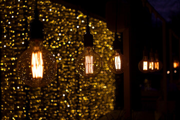 evening illumination in an outdoor café