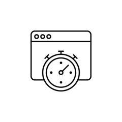 Web browser with speedometer testing Speed of internet connection. Website speed loading time vector icon. Simple element time and timer speed vector icon.