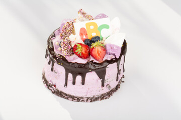 Beginning of the school year concept, festive cake with ABC