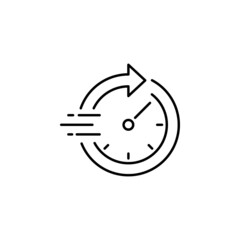 Fast time simple outline icon. Simple element time and timer speed vector icon.