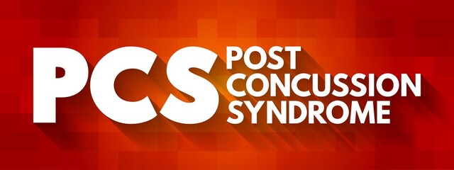 PCS Post-concussion syndrome - set of symptoms that may continue for weeks or more after a concussion, acronym medical concept for presentations and reports