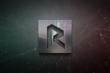 3D rendering cryptocurrency coin on colorful background, cryptocurrency concept color art