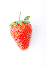 beautiful and ripe red strawberries on a white background