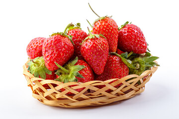 beautiful and ripe red strawberries on a white background