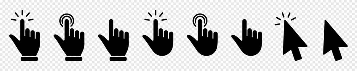 hand cursor icons click set. Computer mouse. vector illustration