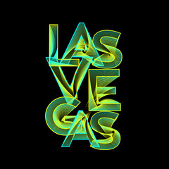 Las Vegas lettering typography art. Vector illustration
