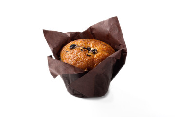 Blueberry muffins on a white background for insulation. Sweet cupcakes for tea