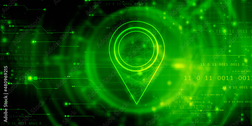 Poster 2d rendering red map pointer