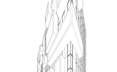 black and white architecture building vector drawing