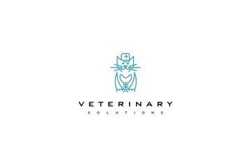 Cat-doctor. Template veterinary logo solution.