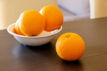 bunch of oranges on the table close up