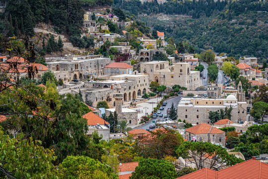 Deir El Qamar village beautiful green landscape and old architecture in mount Lebanon Middle east
