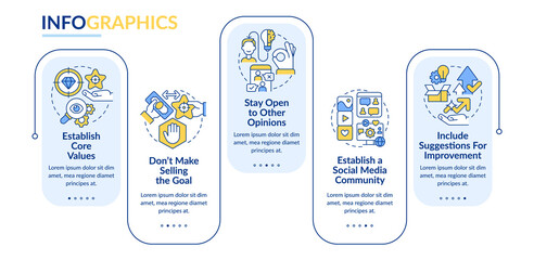 Establish business transparency rectangle infographic template. Data visualization with 5 steps. Process timeline info chart. Workflow layout with line icons. Lato-Bold, Regular fonts used