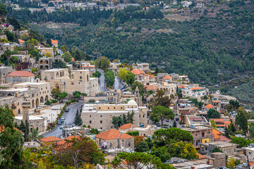 Naklejka premium Deir El Qamar village beautiful green landscape and old architecture in mount Lebanon Middle east