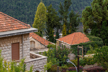 Fototapeta na wymiar Deir El Qamar village beautiful green landscape and old architecture in mount Lebanon Middle east