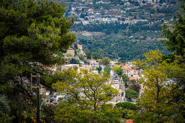 Deir El Qamar village beautiful green landscape and old architecture in mount Lebanon Middle east
