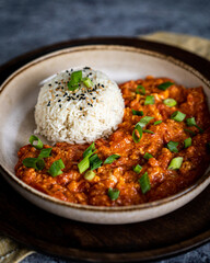 Reis und Tomaten Sauce