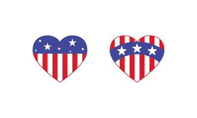 American Flag Heart icon symbol design vector template